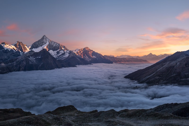 Mountain peaks and clouds